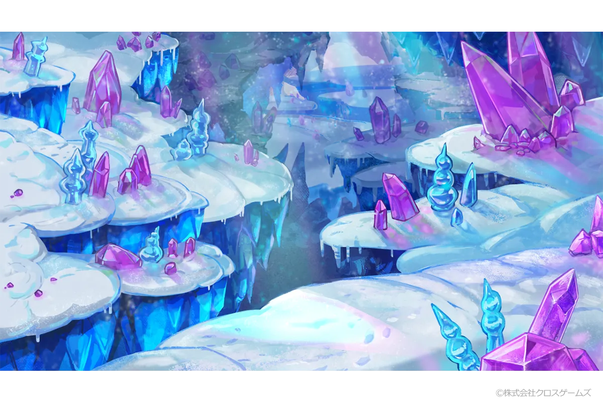 ファンタジックな積雪地帯の背景イラスト